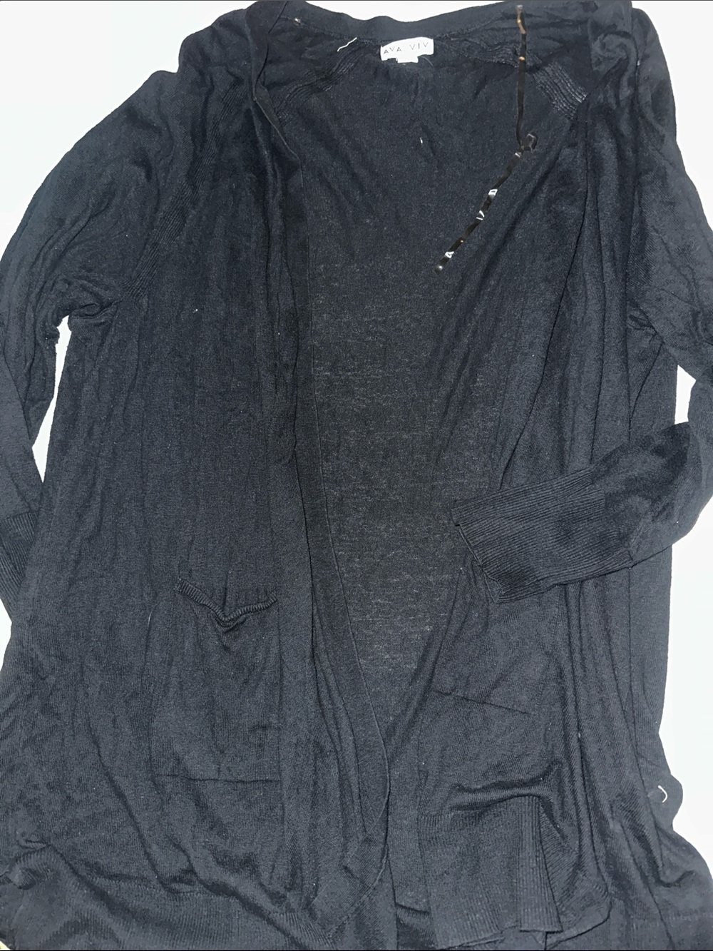 Womens Size 4X Ava Viv Black Open-Front Lightweight Cardigan Sweater